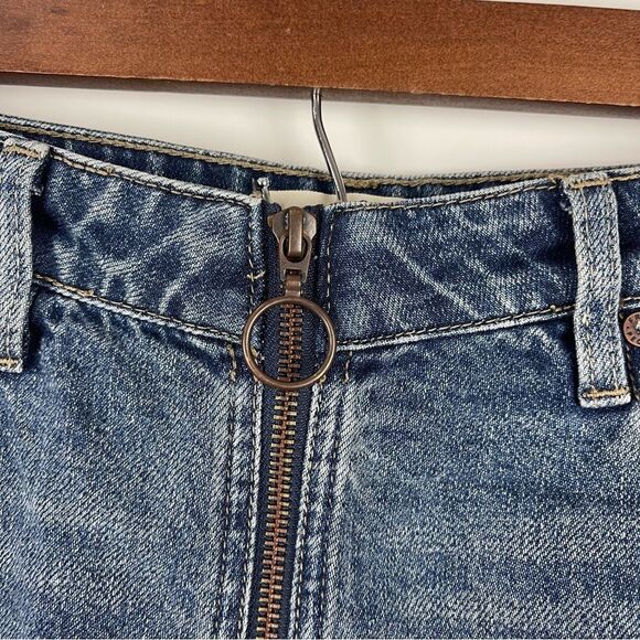 Free People We the Free Exposed Zipper Denim Mini Skirt Women's Size 26 - Picture 7 of 7